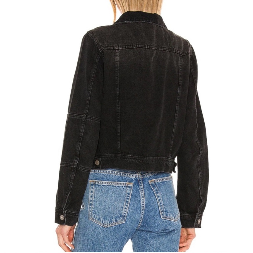 We The Free Rumors Black Denim Jacket Free People Washed Cropped Trucker Jean - Picture 3 of 8